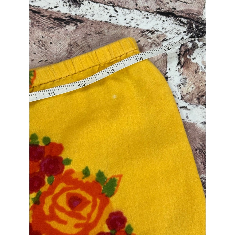 J Peterman‎ Company Yellow Floral Rose Wide Leg Cotton Pants XS Made in India - Picture 12 of 15